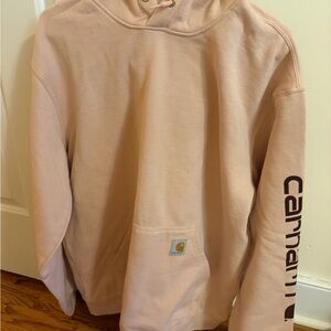 Carhartt Women's Light Pink Hoodie with Logo Sleeve